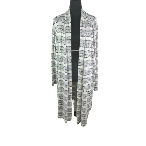 Lane Bryant 22/24 Rayon Blend Open Front Long Soft Knit Duster Striped Cardigan - Picture 3 of 15